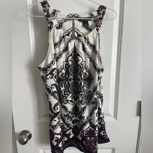 White House Black Market Top White W/ Red Size 14